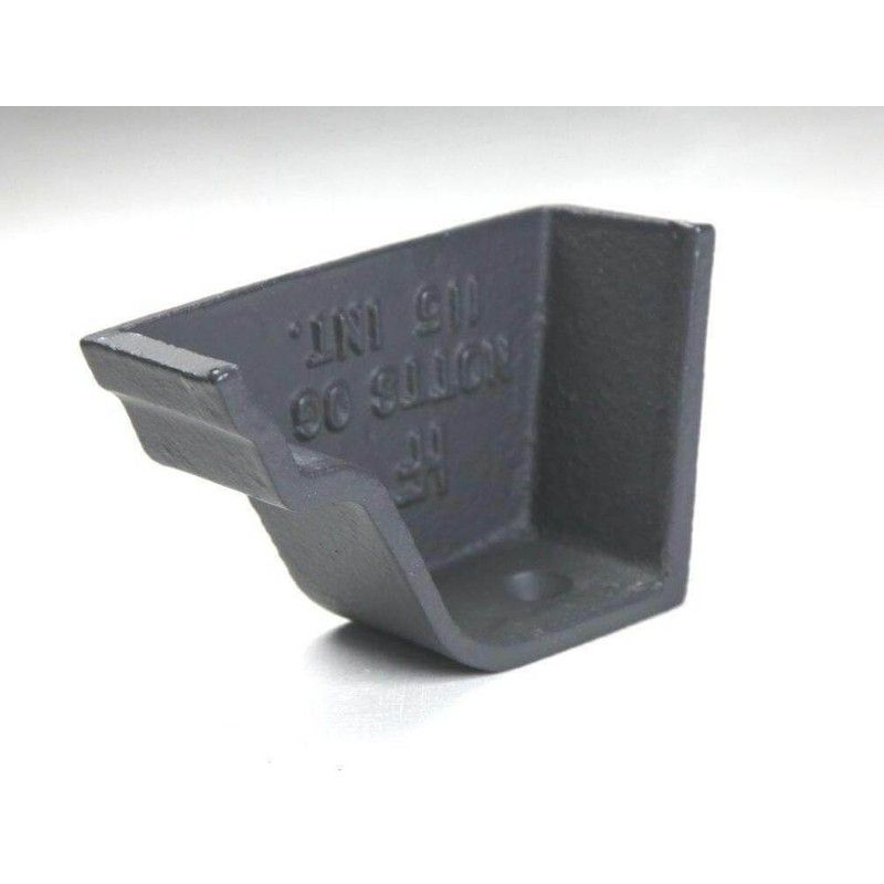 Cast Iron Notts Ogee Gutter Left Hand Internal Stopend - 115mm Primed