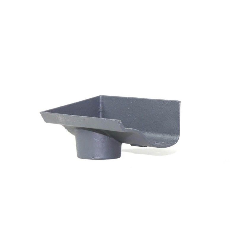 Cast Iron Ogee Gutter Left Hand Stopend Outlet - 125mm for 75mm Downpipe Primed