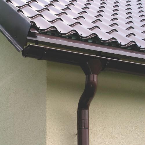 Lindab Steel Gutter Outlet 120mm - 190mm Coffee Brown