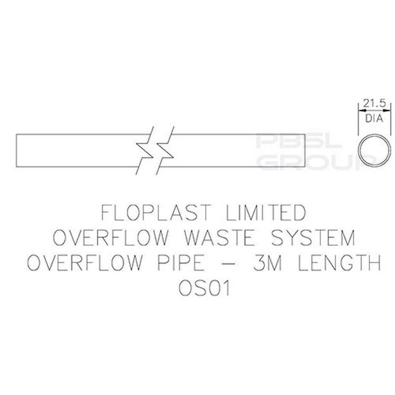 FloPlast Overflow PVC-u Pipe - 21.5mm x 3mtr White