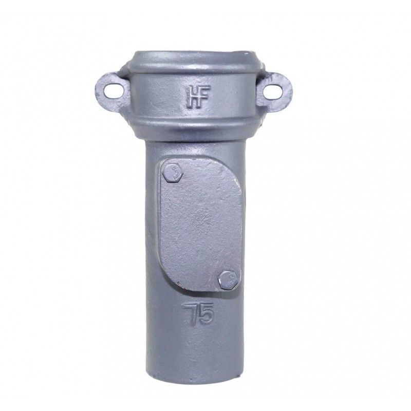 Cast Iron Round Downpipe Eared Access Pipe - 65mm Primed