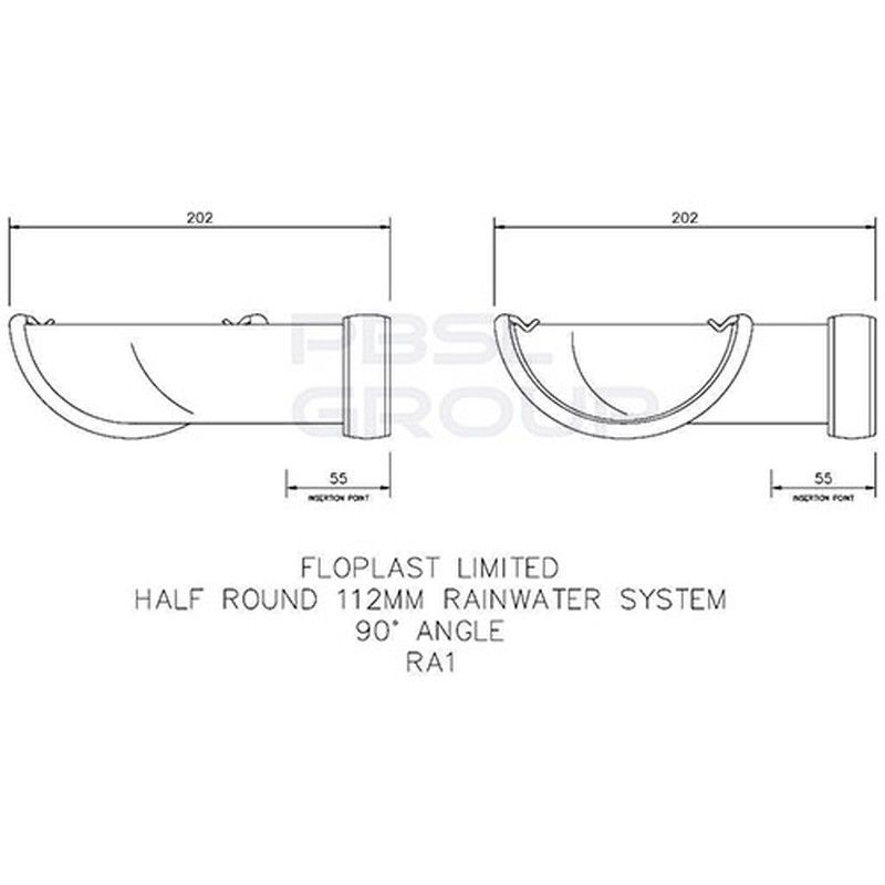 FloPlast Half Round Gutter Angle - 90 Degree x 112mm Grey