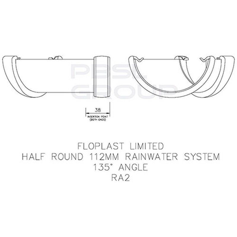 FloPlast Half Round Gutter Angle - 135 Degree x 112mm Brown