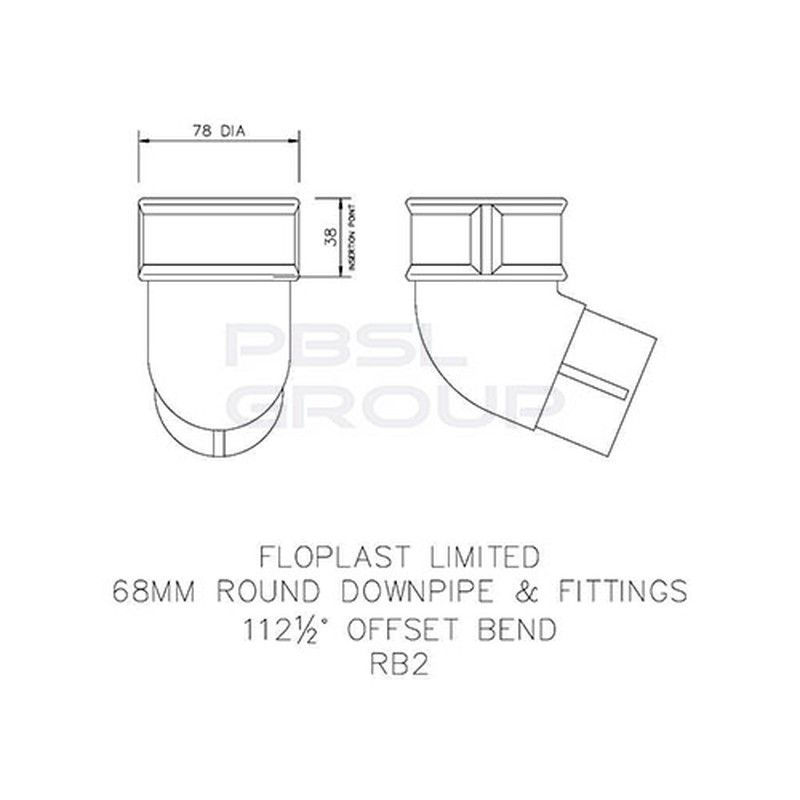 FloPlast Round Downpipe Offset Bend - 112.5 Degree x 68mm White