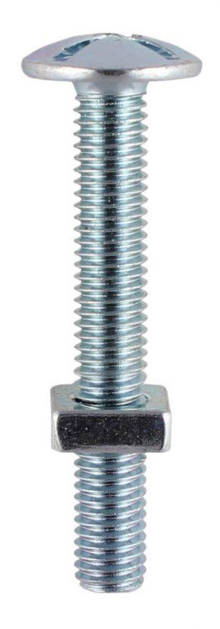 M6 x 30mm - Roofing Bolt with Nut - BZP - Bag of 25