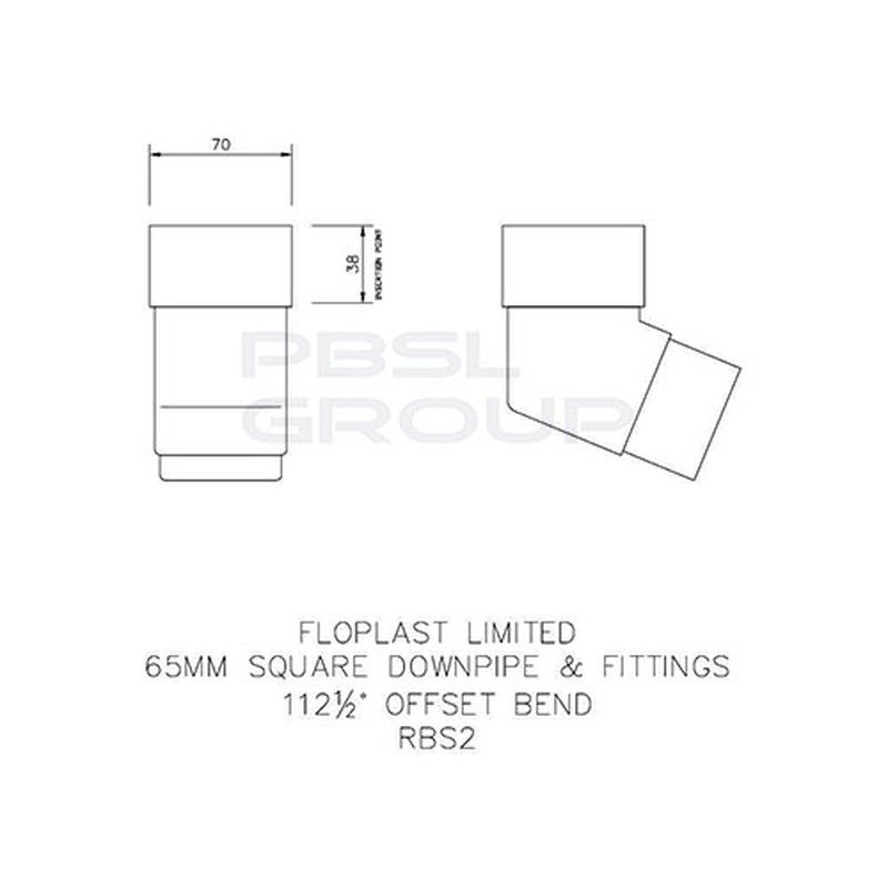 FloPlast Square Downpipe Offset Bend - 112 Degree Black - Pack of 2