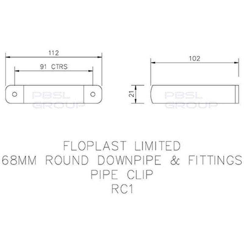 FloPlast Round Downpipe Clip - 68mm Grey