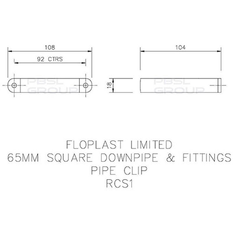 FloPlast Square Downpipe Clip - 65mm Black