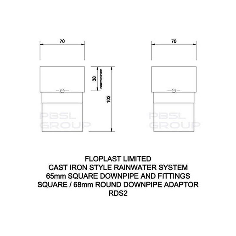 FloPlast PVC Square to PVC Round Downpipe Adaptor - White