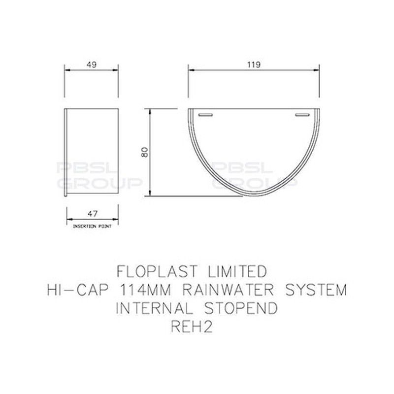 FloPlast Deepflow/ Hi-Cap Gutter Internal Stopend - 115mm x 75mm Brown