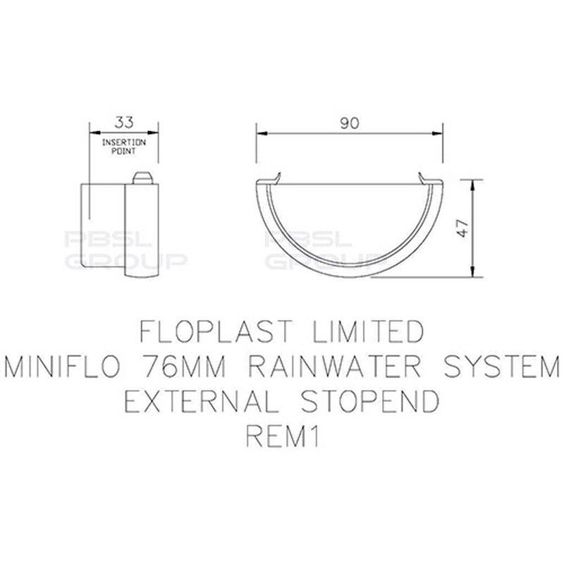 FloPlast Mini Gutter External Stopend - 76mm Brown