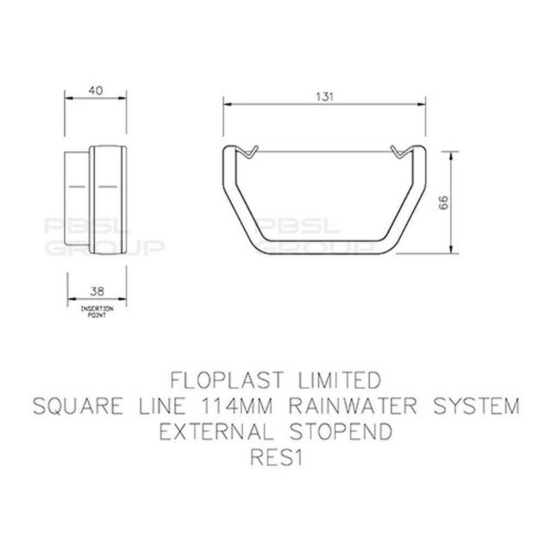 FloPlast Square Gutter External Stopend - 114mm Black
