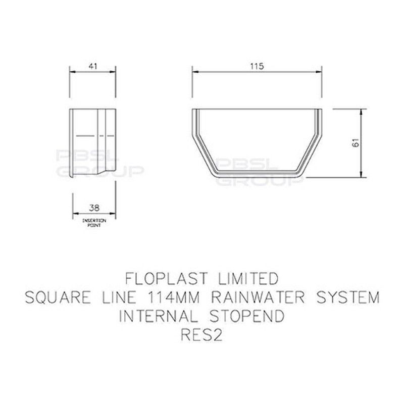 FloPlast Square Gutter Internal Stopend - 114mm Black