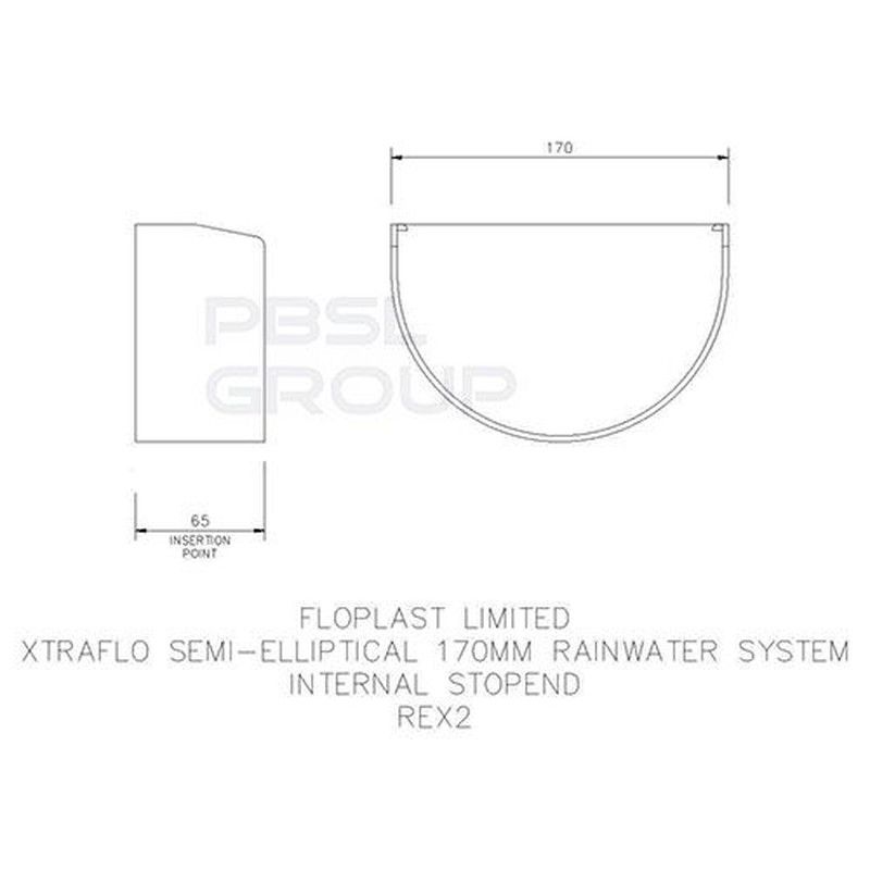 FloPlast Industrial/ Xtraflo Gutter Internal Stopend - 170mm Black