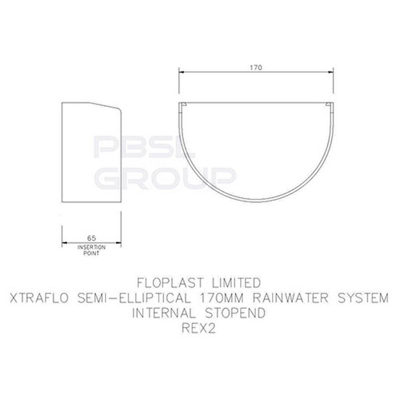 FloPlast Industrial/ Xtraflo Gutter Internal Stopend - 170mm White
