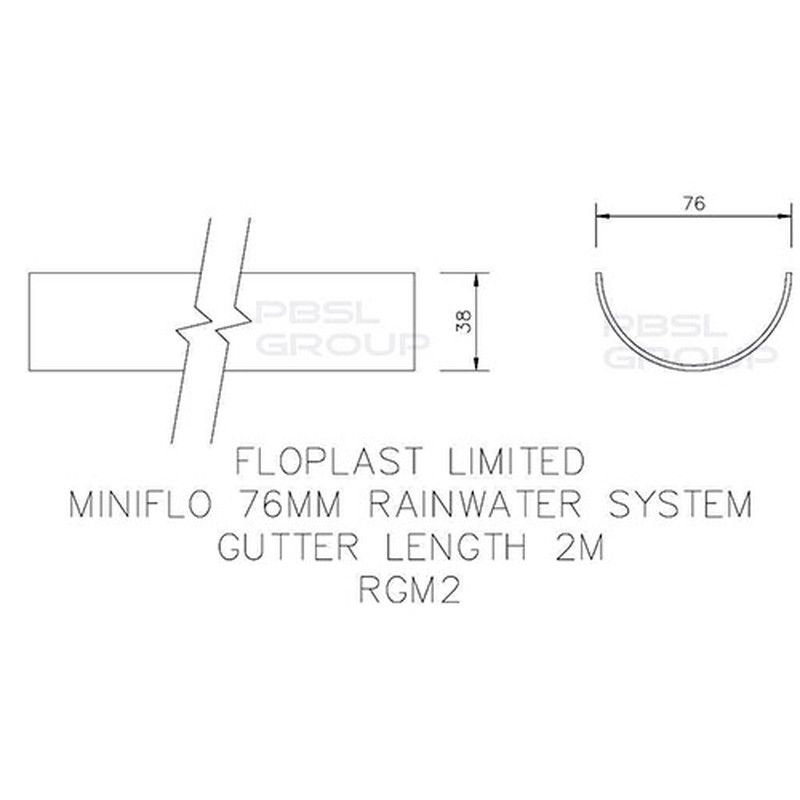 FloPlast Mini Gutter - 76mm x 2mtr Black - Pack of 2