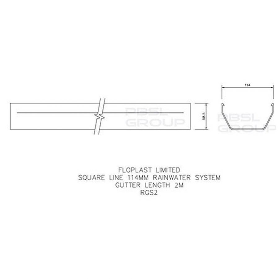 FloPlast Square Gutter - 114mm x 2mtr White