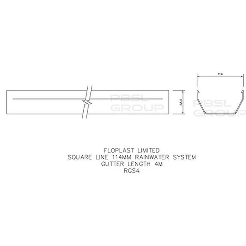 FloPlast Square Gutter - 114mm x 4mtr Brown
