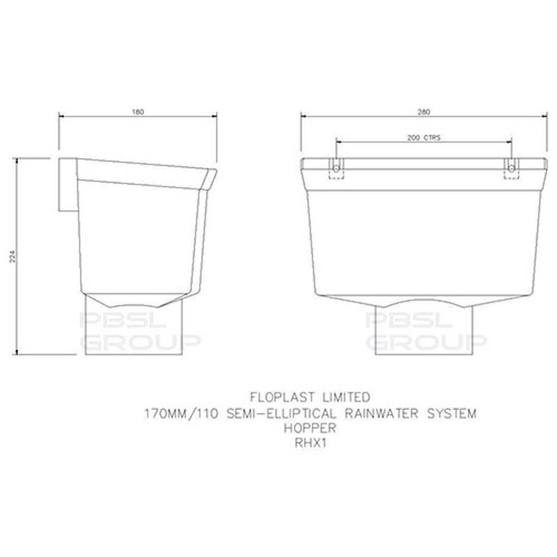 FloPlast Industrial/ Xtraflo Gutter Hopper - 110mm White