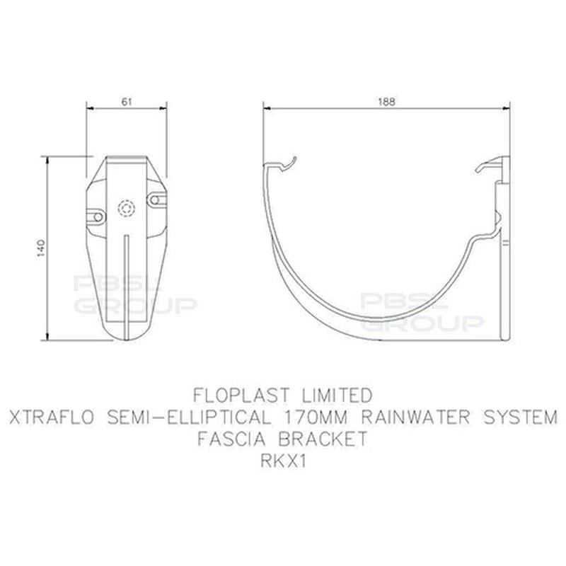 FloPlast Industrial/ Xtraflo Gutter Fascia Bracket - 170mm White