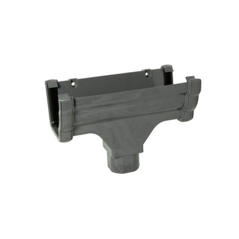 FloPlast Ogee Gutter Running Outlet - 110mm x 80mm Anthracite Grey