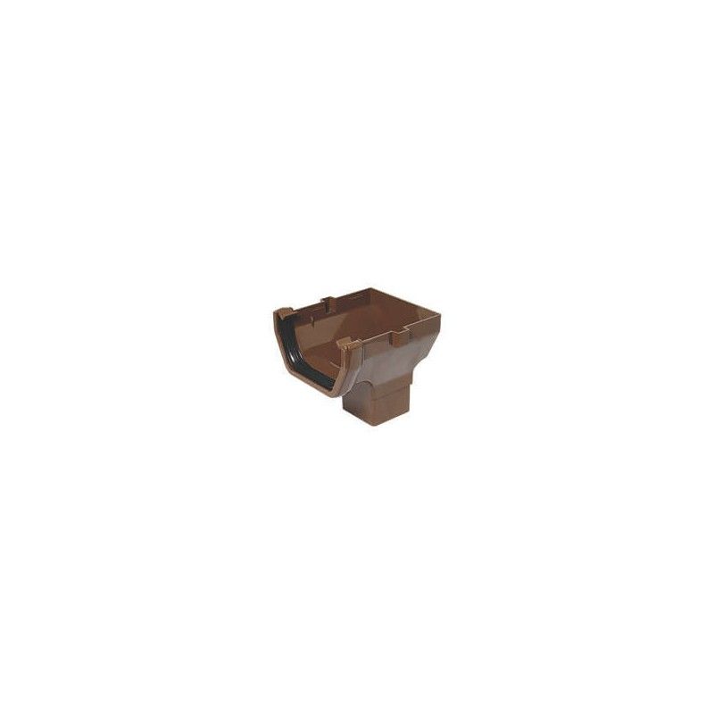 FloPlast Square Gutter Stopend Outlet - 114mm Brown