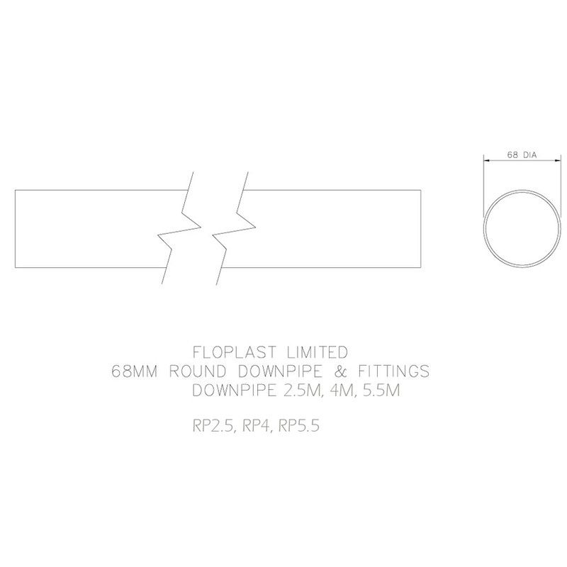 FloPlast Round Downpipe - 68mm x 4mtr White
