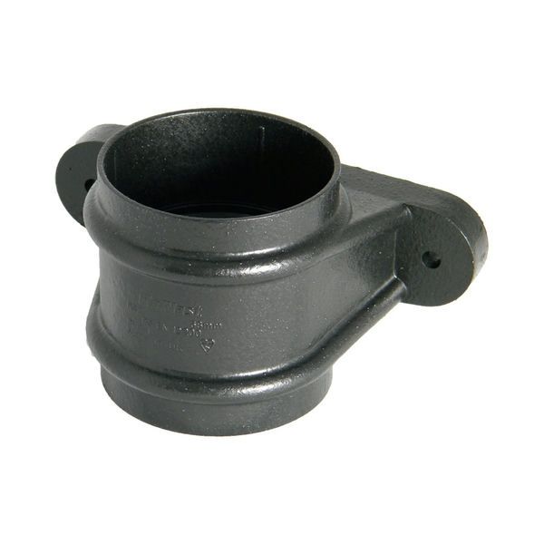 FloPlast Cast Iron Effect Round Downpipe Socket with Fixing Lugs - 68mm - Pack of 2