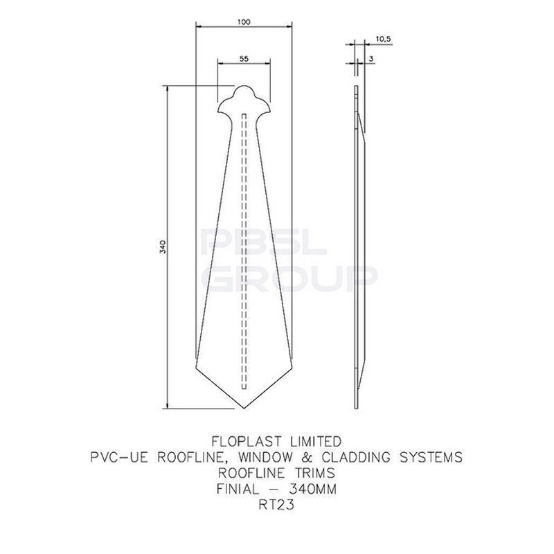 Black Ash Woodgrain Fascia Bargeboard Finial - 340mm