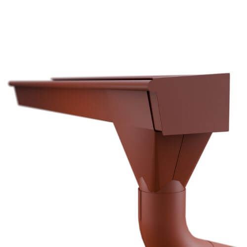 Lindab Rectangular Steel Gutter Outlet 100mm - 140mm Dark Red
