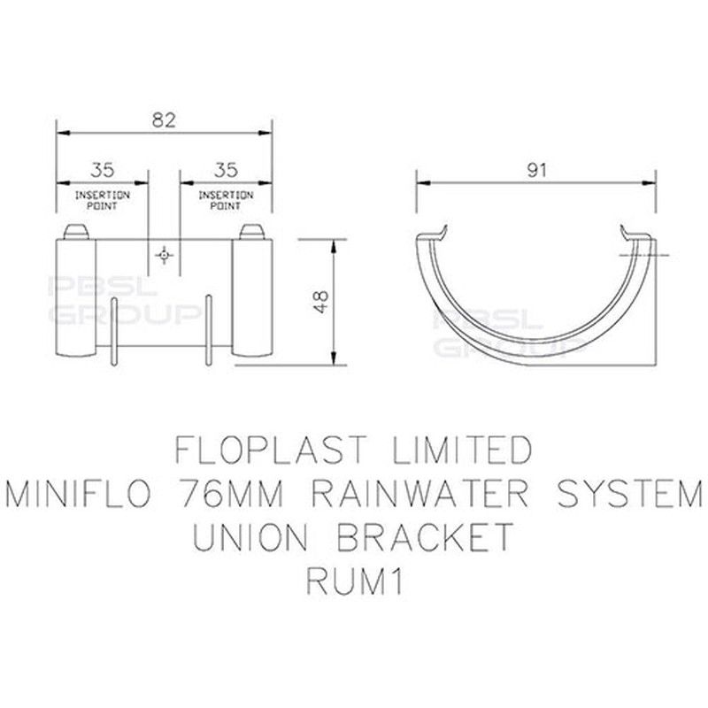 FloPlast Mini Gutter Union Bracket - 76mm Brown