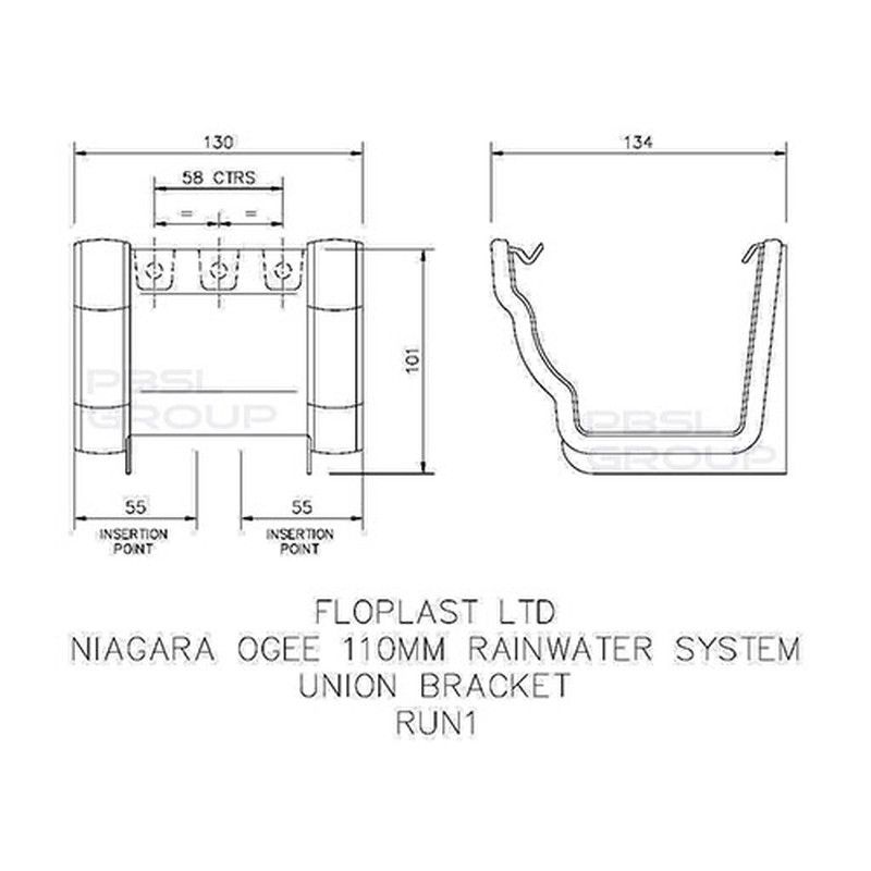 FloPlast Ogee Gutter Union Bracket - 110mm x 80mm White