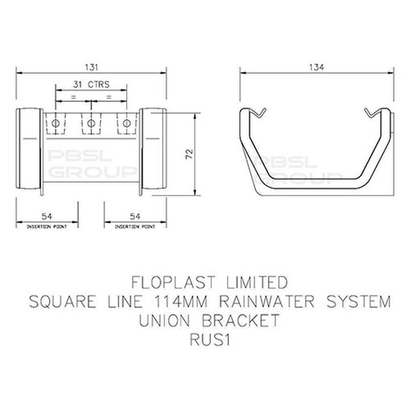 FloPlast Square Gutter Union Bracket - 114mm White
