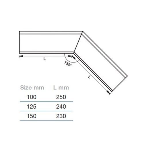 Lindab Steel Gutter External Angle 135 - 150mm Black