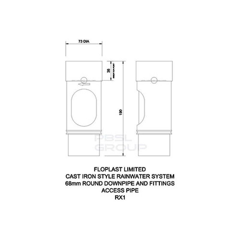 FloPlast Round Downpipe Access Pipe - 68mm White