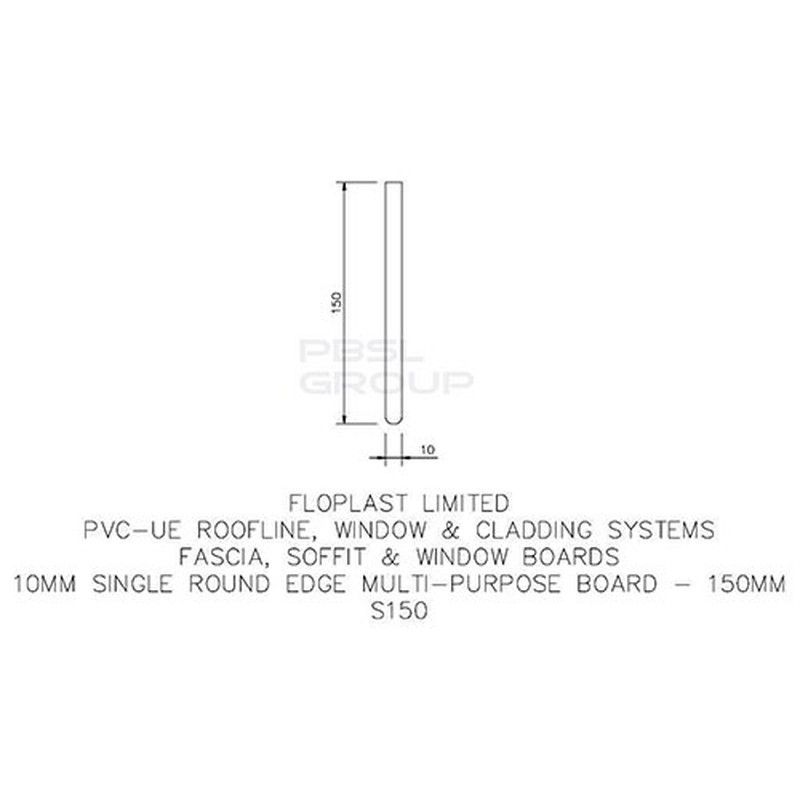 150mm White Soffit Board - 10mm x 5mtr White