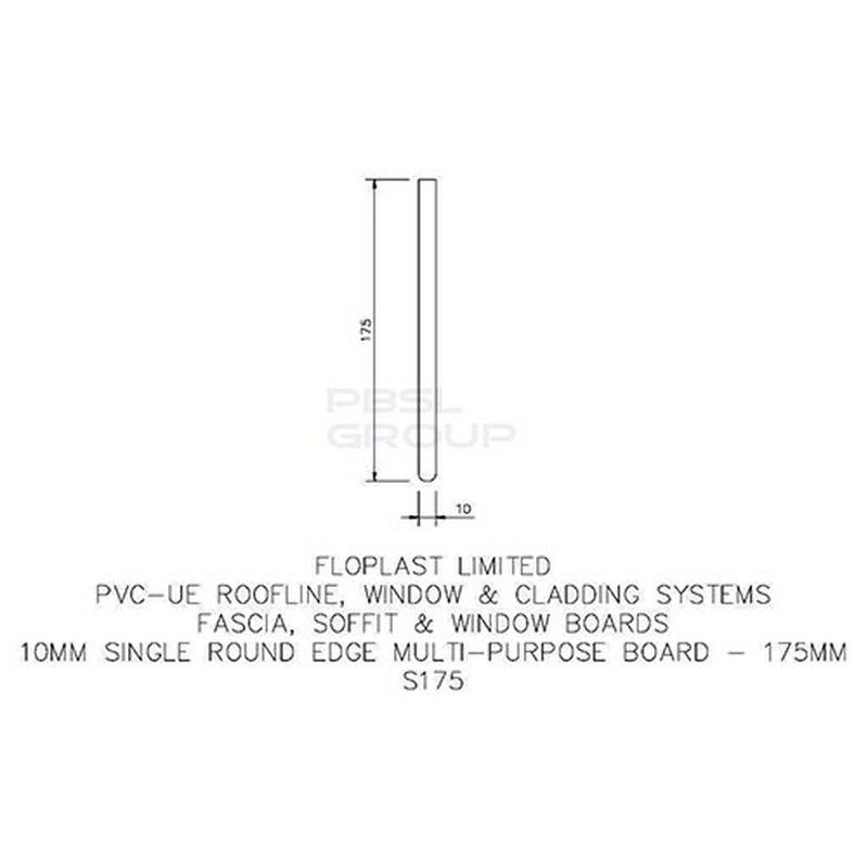 175mm White Soffit Board - 10mm x 5mtr