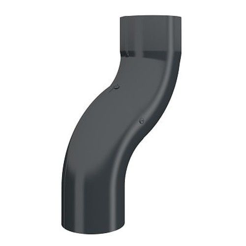 Lindab Steel One-Piece 50mm Downpipe Offset - 87mm Anthracite Grey