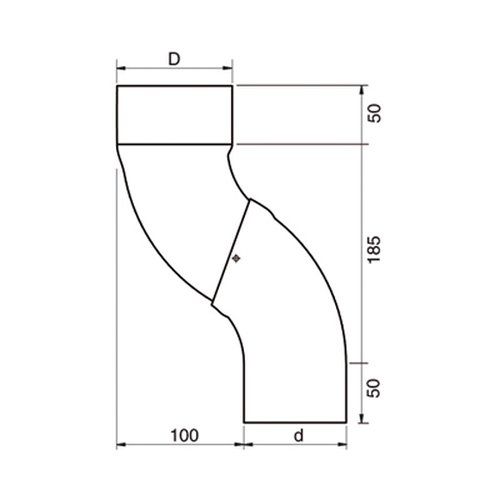 Lindab Steel One-Piece Downpipe Offset - 87mm Silver Metallic