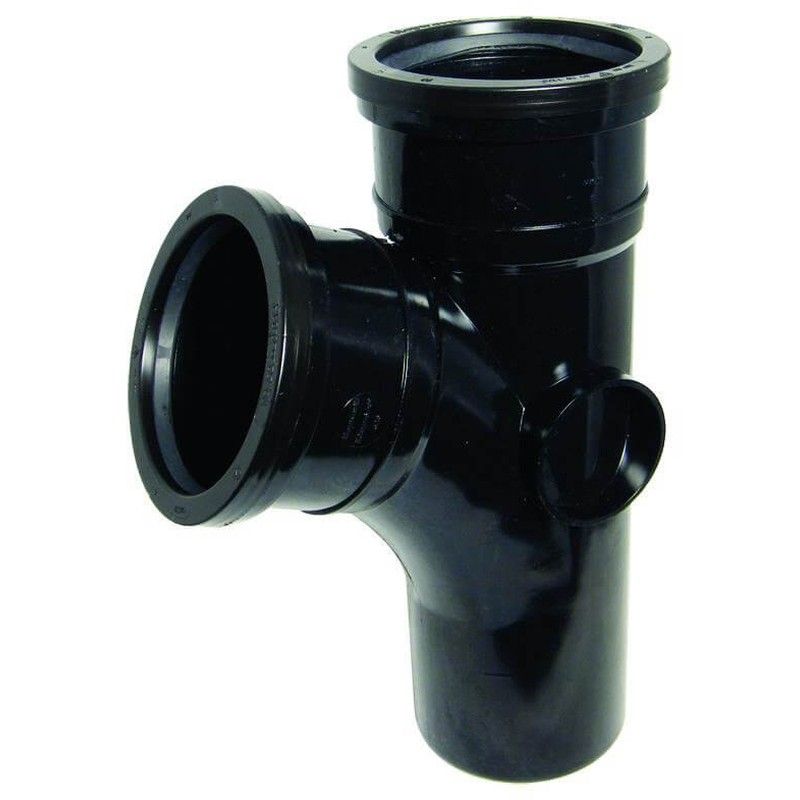 FloPlast Ring Seal Soil Branch Single Socket - 112.5 Degree x 110mm Black - Pack of 2