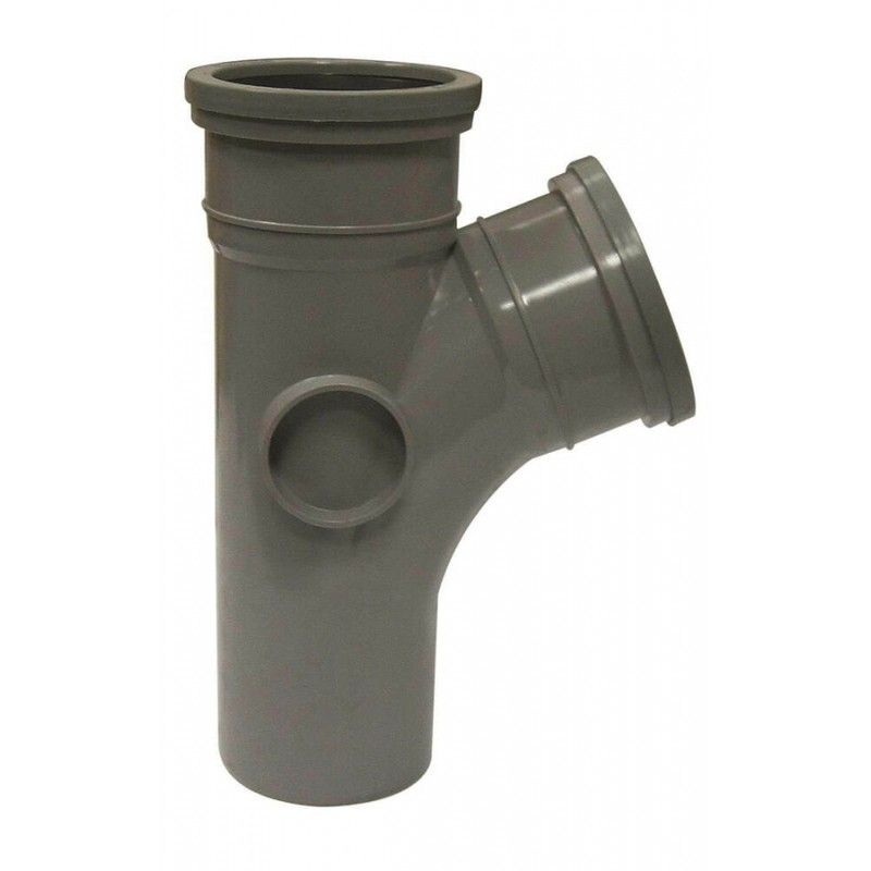 FloPlast Ring Seal Soil Branch Single Socket - 112.5 Degree x 110mm Grey