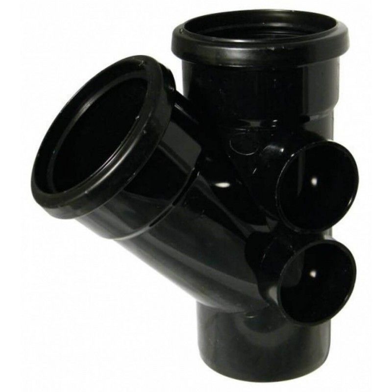 FloPlast Ring Seal Soil Branch - 135 Degree x 110mm Black - Pack of 2