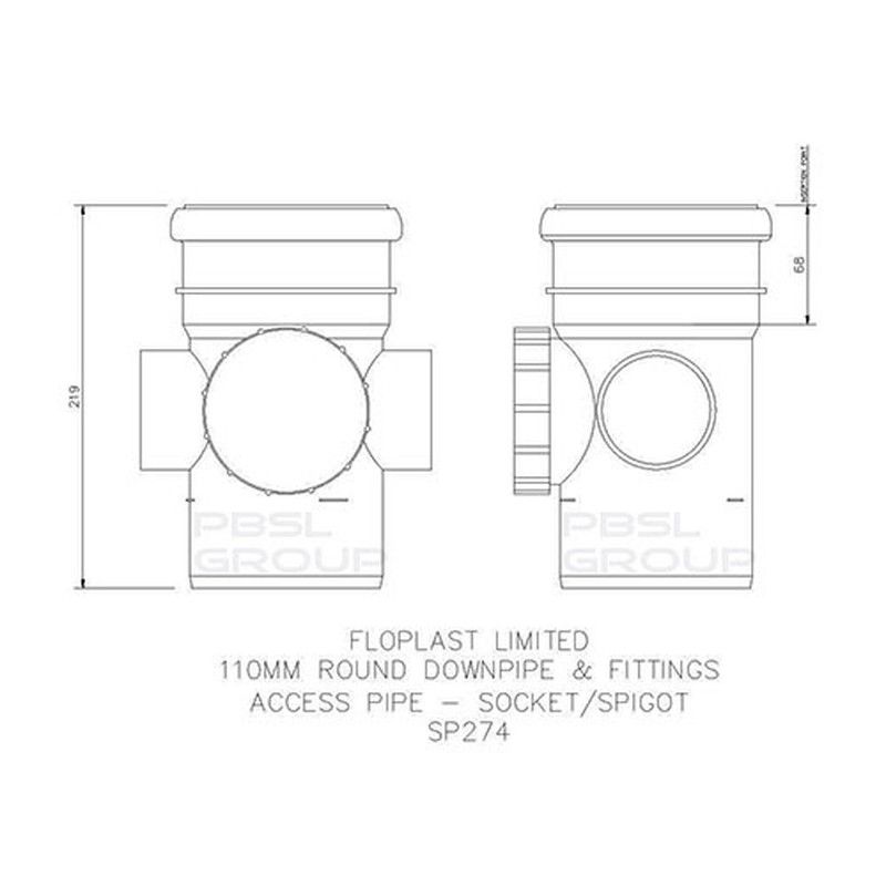FloPlast Ring Seal Soil Access Pipe Single Socket - 110mm White
