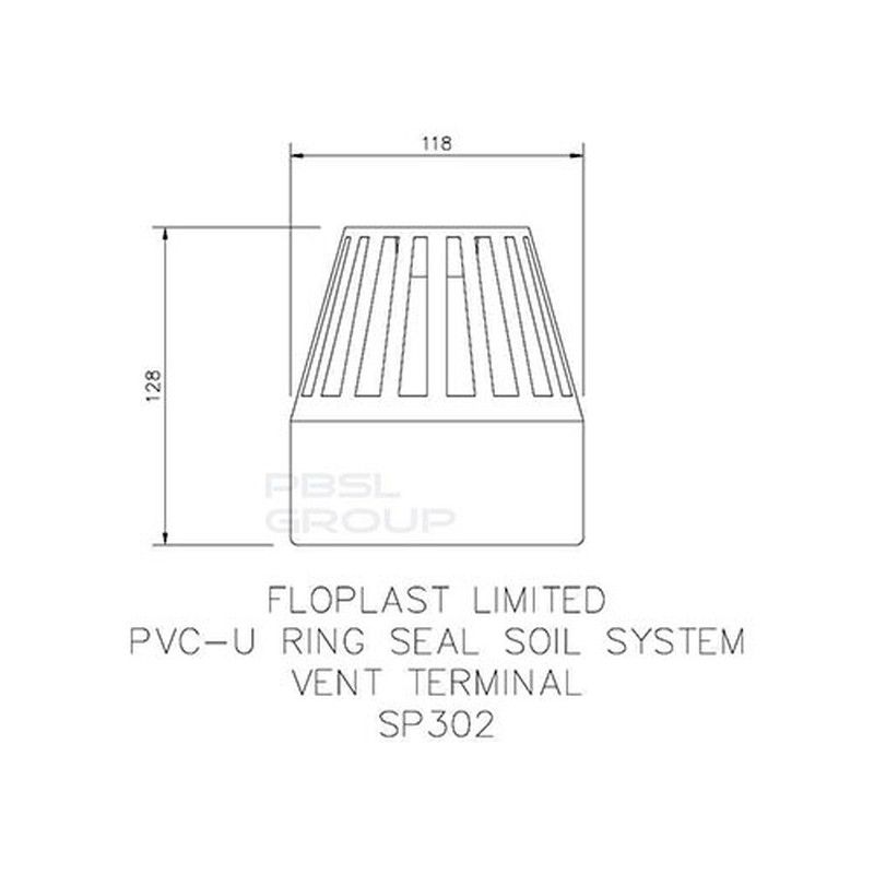 FloPlast Ring Seal Soil Vent Terminal - 110mm Grey