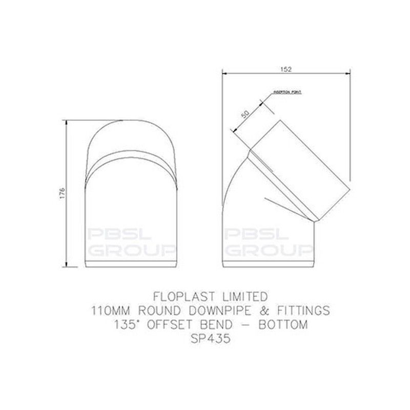 FloPlast Solvent Weld Offset Bend Bottom - 110mm Black