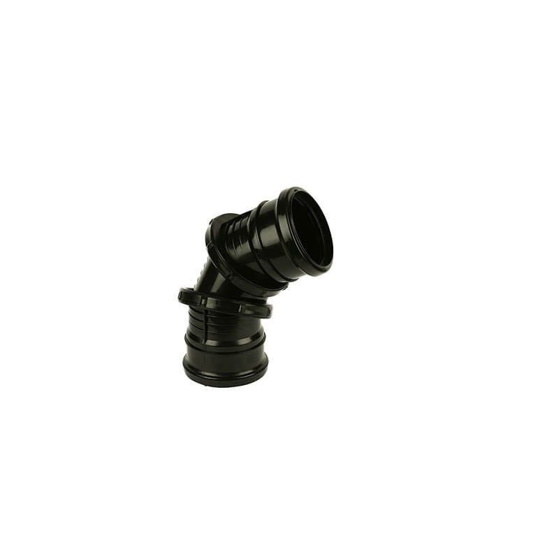 FloPlast Ring Seal Soil Adjustable Bend Double Socket - 0-90 Degree x 110mm Black