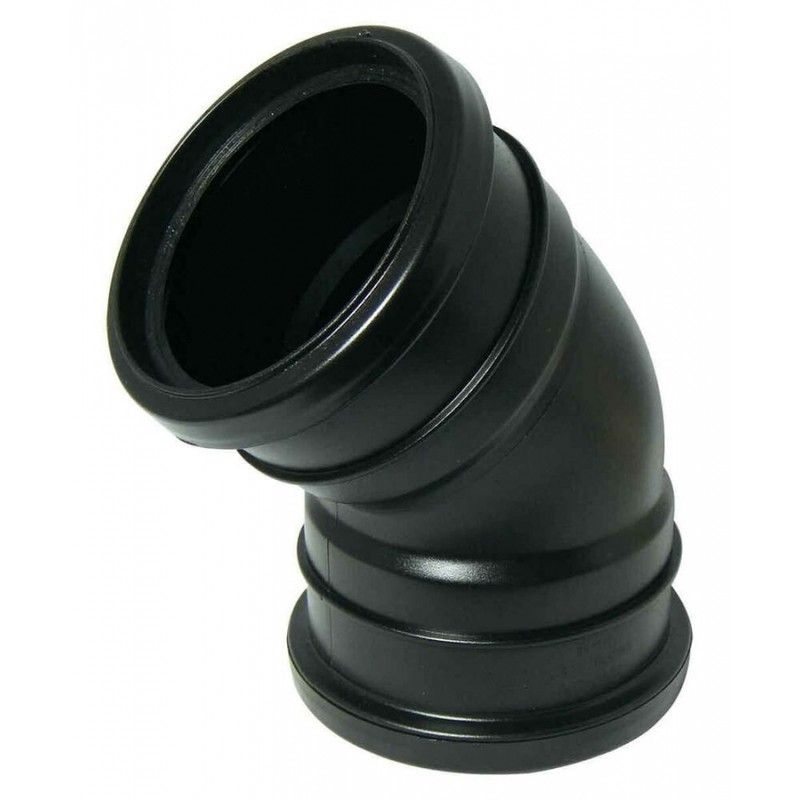 FloPlast Ring Seal Soil Bend Double Socket - 135 Degree x 110mm Black