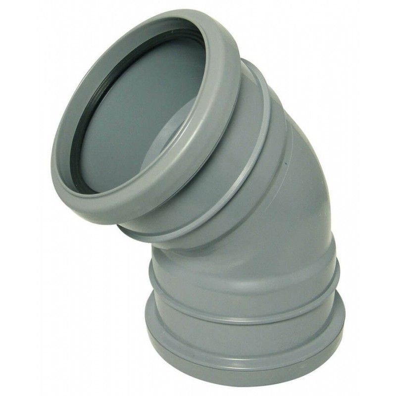 FloPlast Ring Seal Soil Bend Double Socket - 135 Degree x 110mm Grey