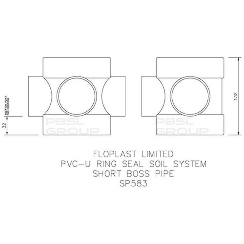 FloPlast Solvent Weld Soil Short Boss Pipe - 110mm Grey