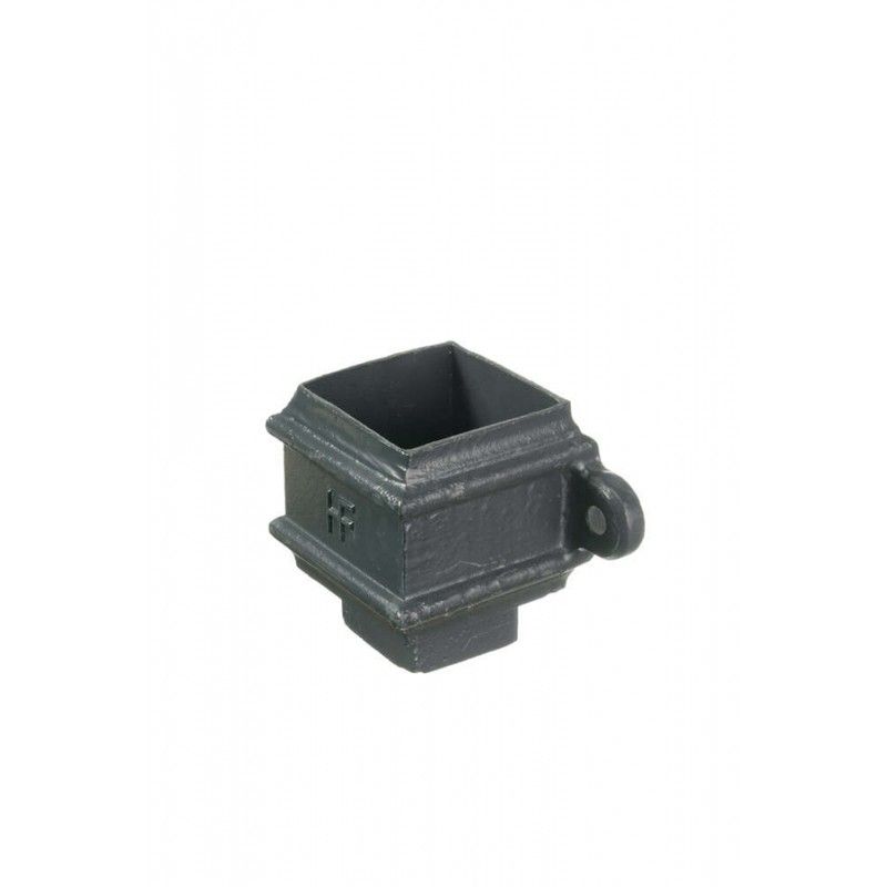 Cast Iron Square Downpipe Eared Loose Socket with Spigot - 75mm Primed